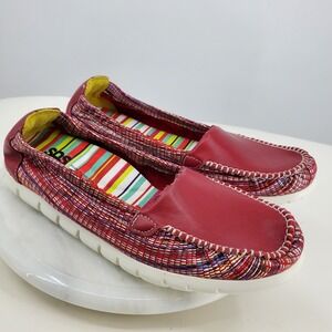 SAS Sunny Red Rainbow 2810-560 Slip On Comfort Loafer Boat Shoes Size 10.5